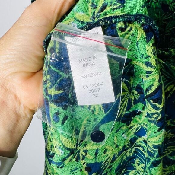 Ellos Blue Green Leaf Tropical Tank Dress Plus - Picture 4 of 9